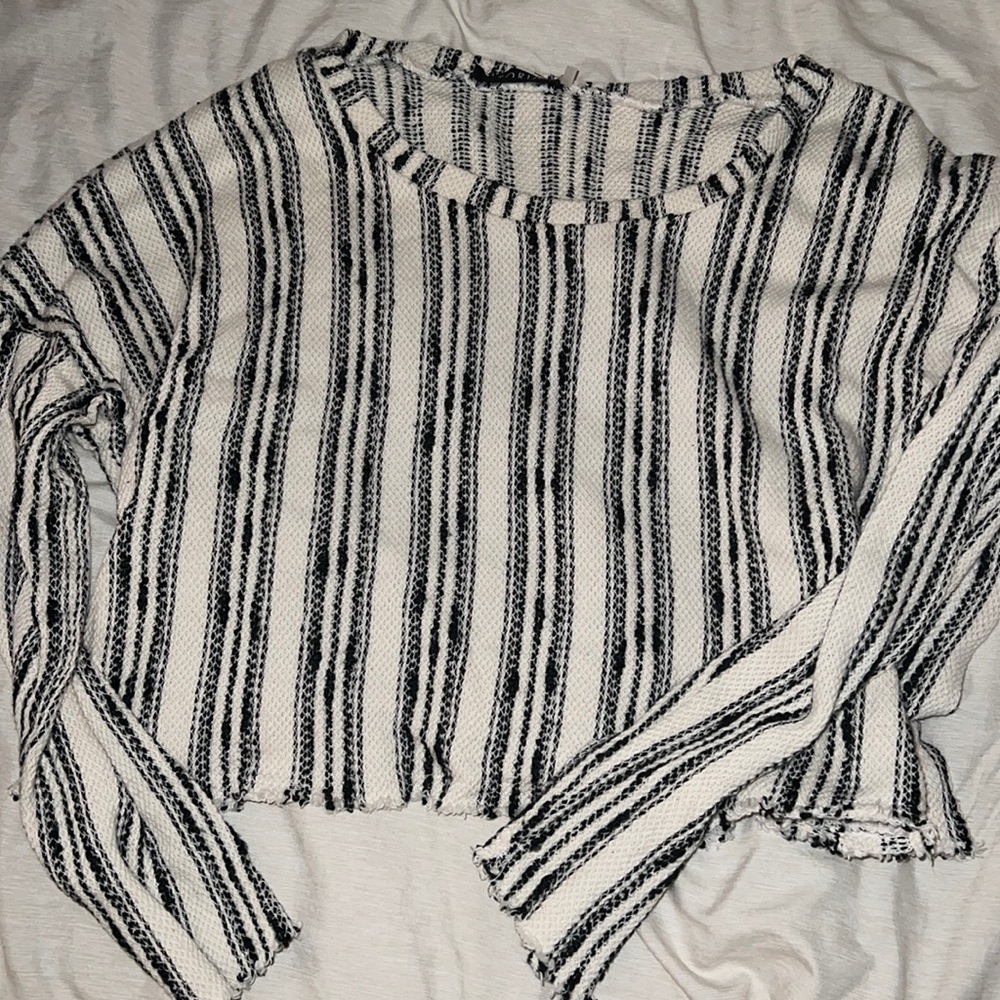 White and black striped knit top